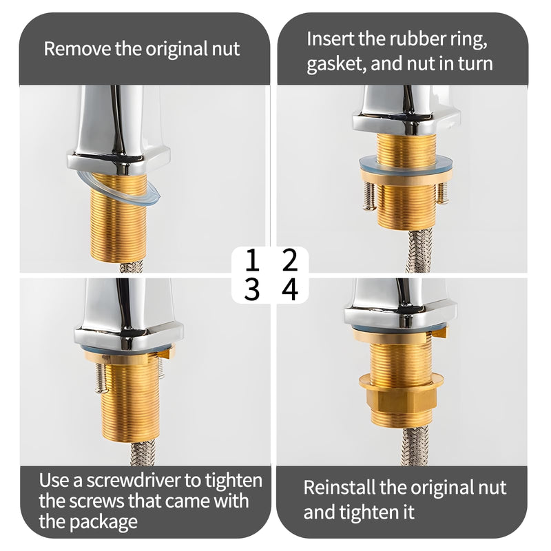 2 Set 1.22inch/31mm Kitchen Faucet Fixing Nut Kit, C Type Antiloosing Faucet Lock Nut Cap for Kitchen Bathroom Washer Faucet Fixing Fastening (Stainless Steel, Brass) Gold