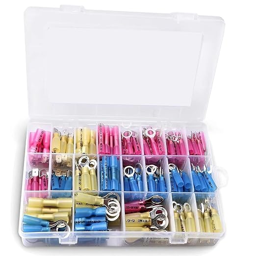 Wirefy Heat Shrink Wire Connectors Kit - a Resistant Electrical Connectors - Automotive Butt Connectors - Insulated Ring, Spade, Fork, Hook Crimp Terminals - 22-10 Gauge - 270 PCS 270 pieces kit - NewNest Australia