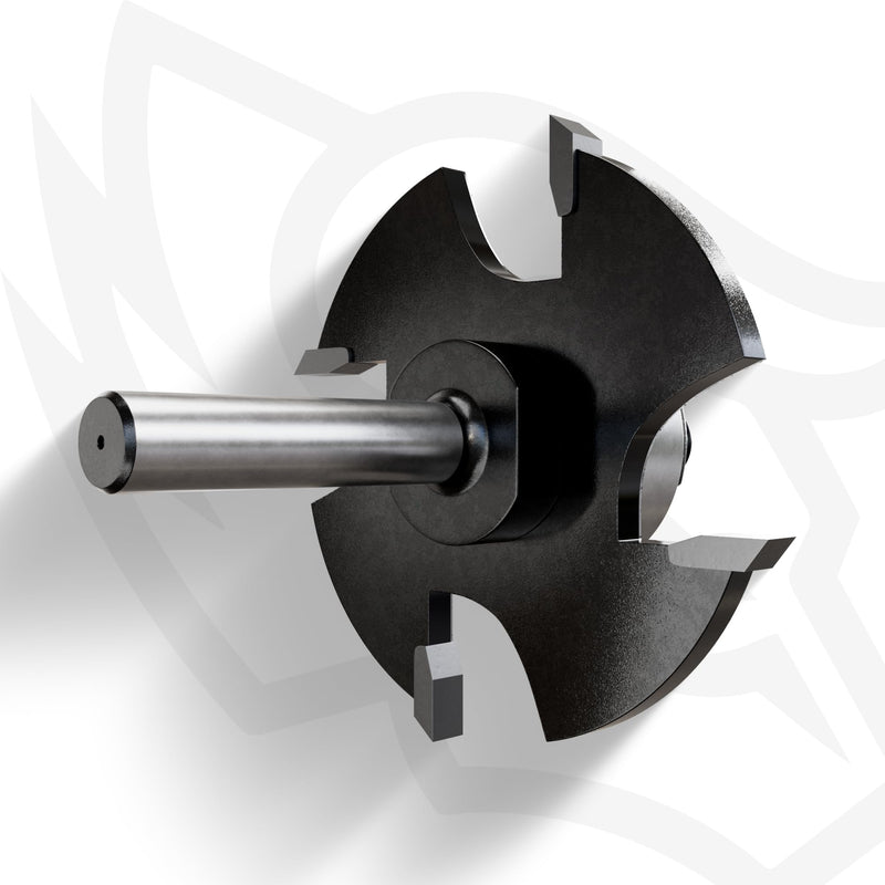 US4 3-Wing Slotting Cutter Router Bit 2" - Professional Carbide Tipped Grooving Bit for Wood Routers 5/32" H - 2" D - 1/4" Shank 4-Wing