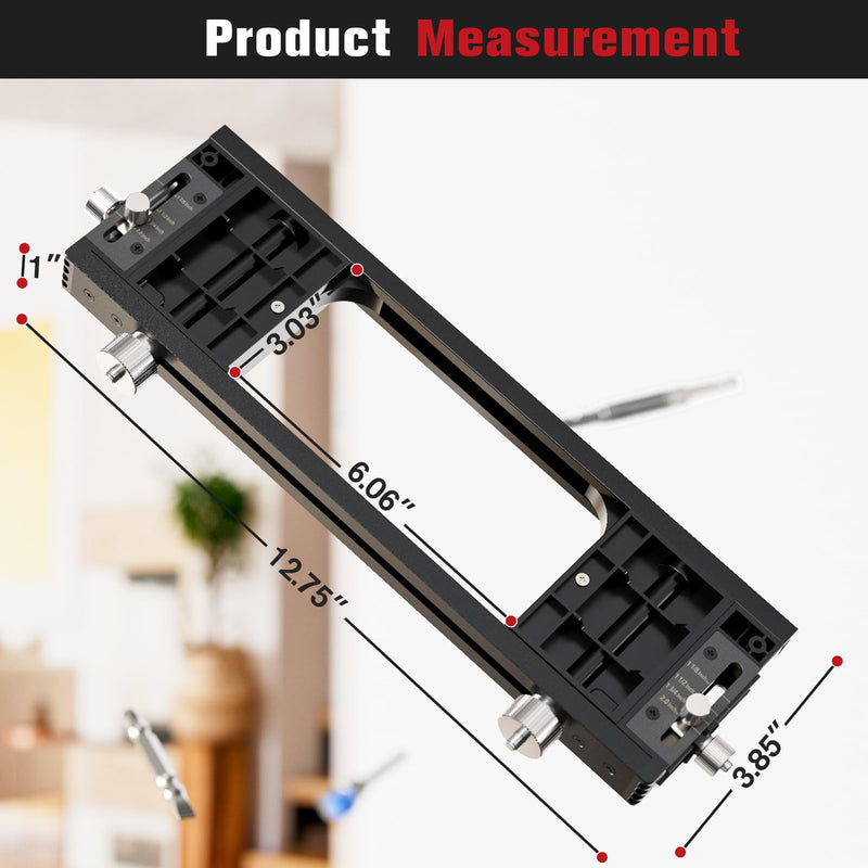 Door Hinge Template Kit, Portable Mortiser for Square & Radius Hinges - Full Flexibility for Hinge Size & Shape, Durable Aluminum & Plastic Build, Black