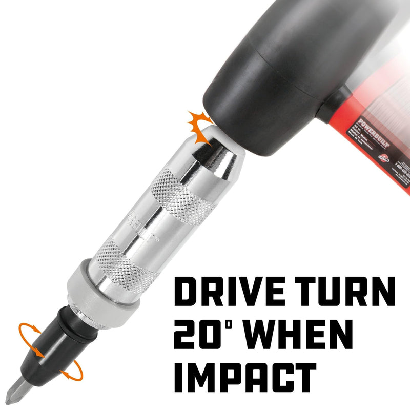 Powerbuilt 1/2 Inch Drive Impact Driver Set Extractor Tool, Slotted or Phillips Screwdriver Bits, Remove Rusted, Damaged Screws - 648002, Large