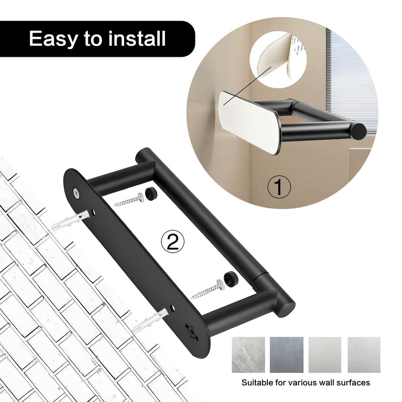 #304 Stainless Steel Toilet Paper Holder,Round Design,Matt Black Matt Black-one Piece One piece