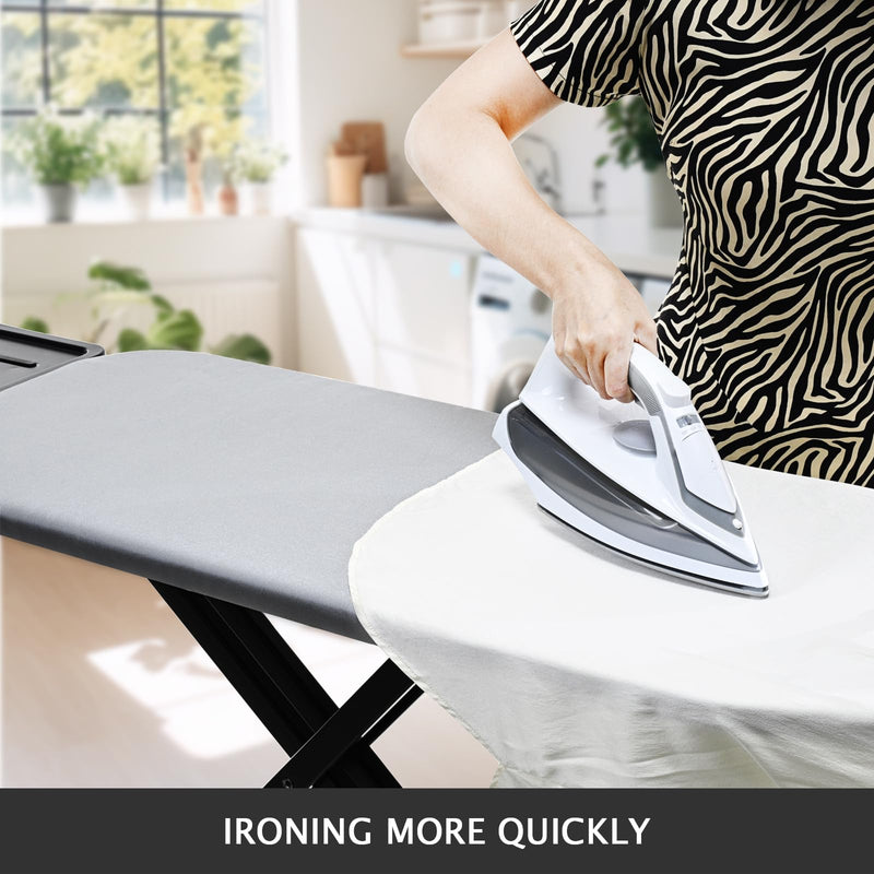SheeChung Ironing Board Cover and Pad for Extra Wide 18 x 49 Ironing Boards,Premium Heavy Duty 4-Layer Silicone Coated Cover with 2mm Foam and 4mm Felt,Resists Scorching and Staining (49”x18”,Size C) Gray 49”x18”