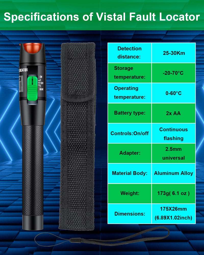 4 in 1 Fiber Optic Tester Portable Fiber Power Meter(-70~10dBm, Built-in VFL) & Visual Fault Locator Kit for Network Cable Test