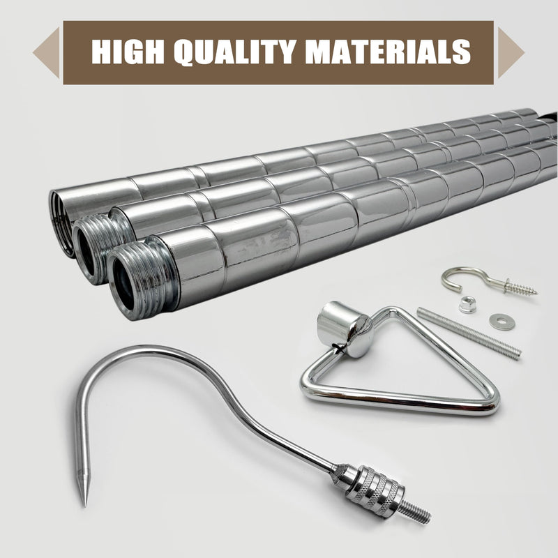 Complete Ladder Pull Down System Kit, Attic Pull System Hook Set Replacement for Cord Ropes with 48.4 Inch Extension Pole and Copper Storage Hook Handle Parts Tool