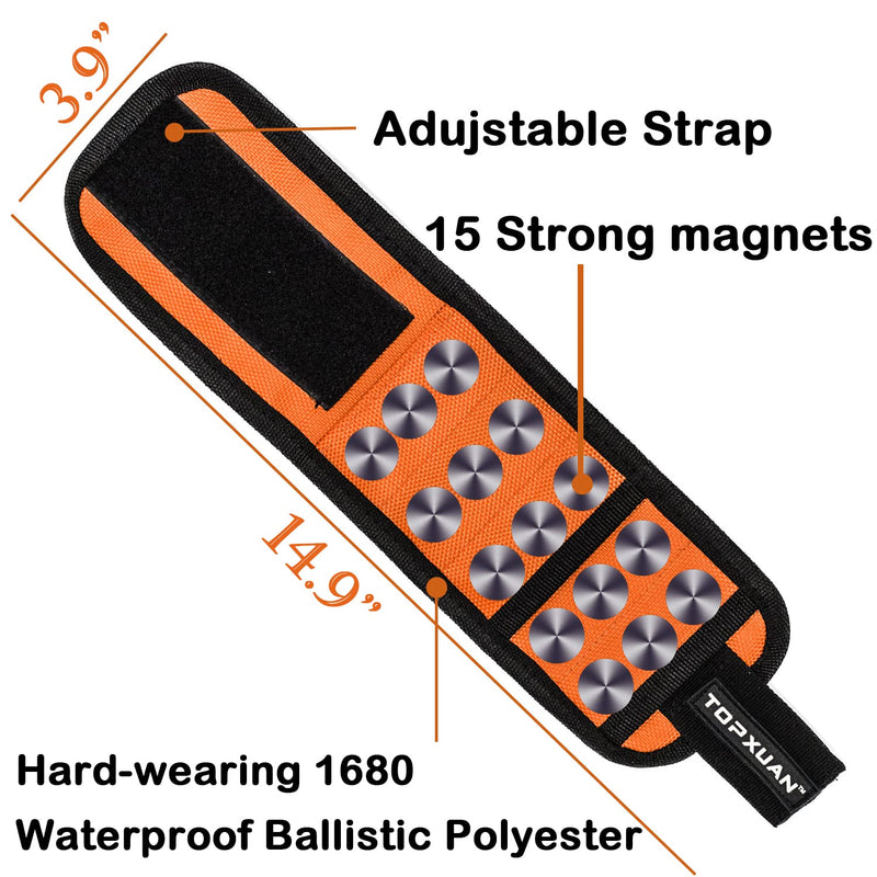 Magnetic Wristband for Tools Holder Wrist Magnets 15 Magnets for Carpenter DIY Handyman Compatible with Screws Nails Drilling Bits Woodworking Tools for Men Gifts for Men