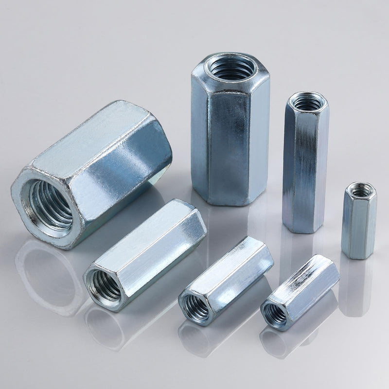 Wensilon(20 pcs)1/4"-20 Coupling Nuts zinc, Extended Hexagon Plated Steel Rod Coupling Nuts 1/4"-20 20