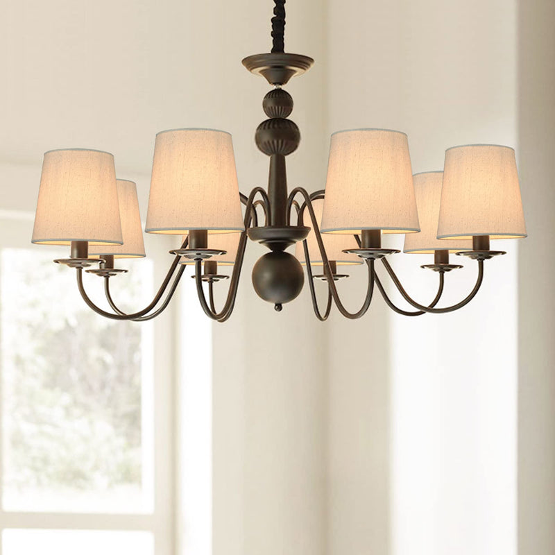 LAMPWELL VALO Clip-on Chandelier Fabric Lamp Shades,Set of 6,Small Barrel,5.2"×4"×H5.2",Linen, Handmade,Traditional Decorative,ONLY FOR CANDLE BULB,Beige Beige