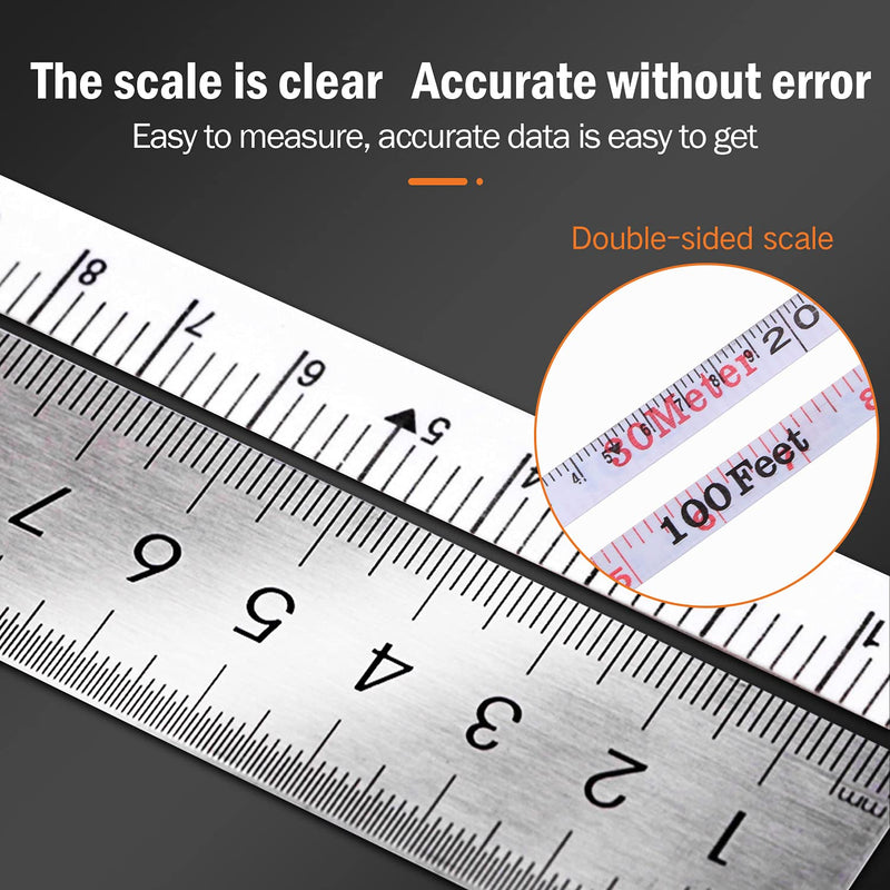 KSEIBI 302940 Closed Reel Long Tape Measure 165 ft Flexible Fiberglass Double Face Printing Inch/Metric for Land, Yard Distance Measurement, and Construction Work (165ft / 50m) 150ft / 50m