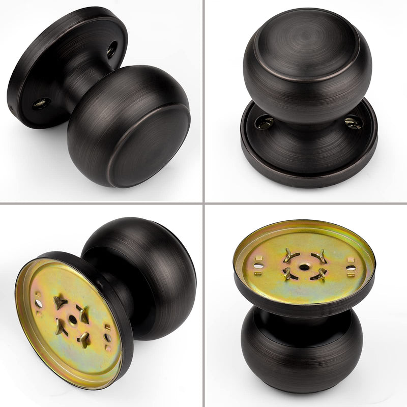 Probrico Dummy Door Knobs Dummy Door Handles for Closet French Doors, Single Side Inactive Door Knobs Interior, Oil Rubbed Bronze, 4 Pack