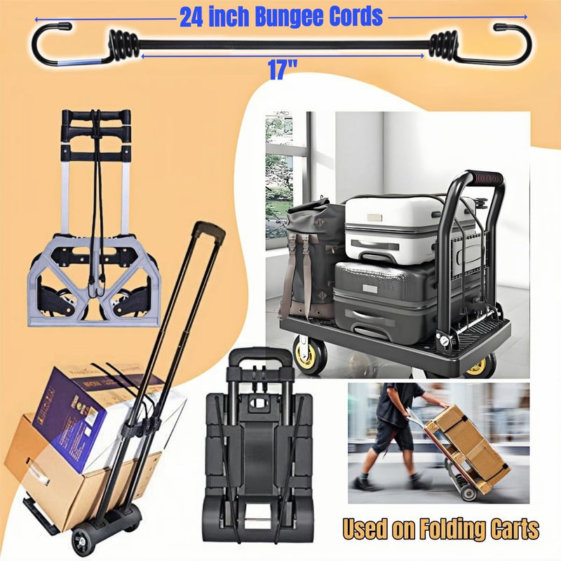 Bungee Cords Heavy Duty Outdoor 2ft Bungee Straps with Hooks Black Bunji Cord 24inch4Pcs 24inch-4Pcs