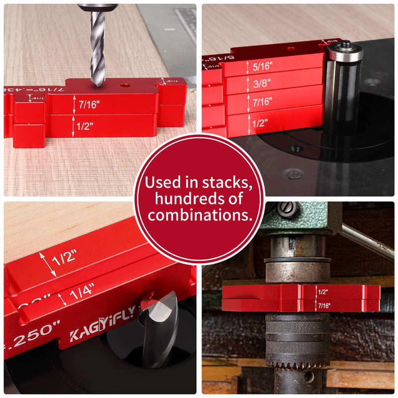 Router Table Setup Bars, 7pcs Aluminum Precision Setup Blocks Height Gauge Set for Router Table Saw Accessories and Angle Woodworking Set Up(Each Block has Different Thickness) 7 Pcs