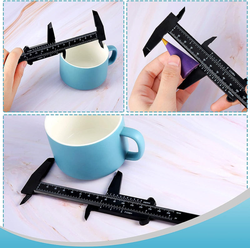 150mm High Accuracy Plastic Double Rule Scale Vernier Caliper Measuring Tool 0.5mm, for Jewelry Measurement, School, Exhibition Gifts, Antique Measurement(Black) Black