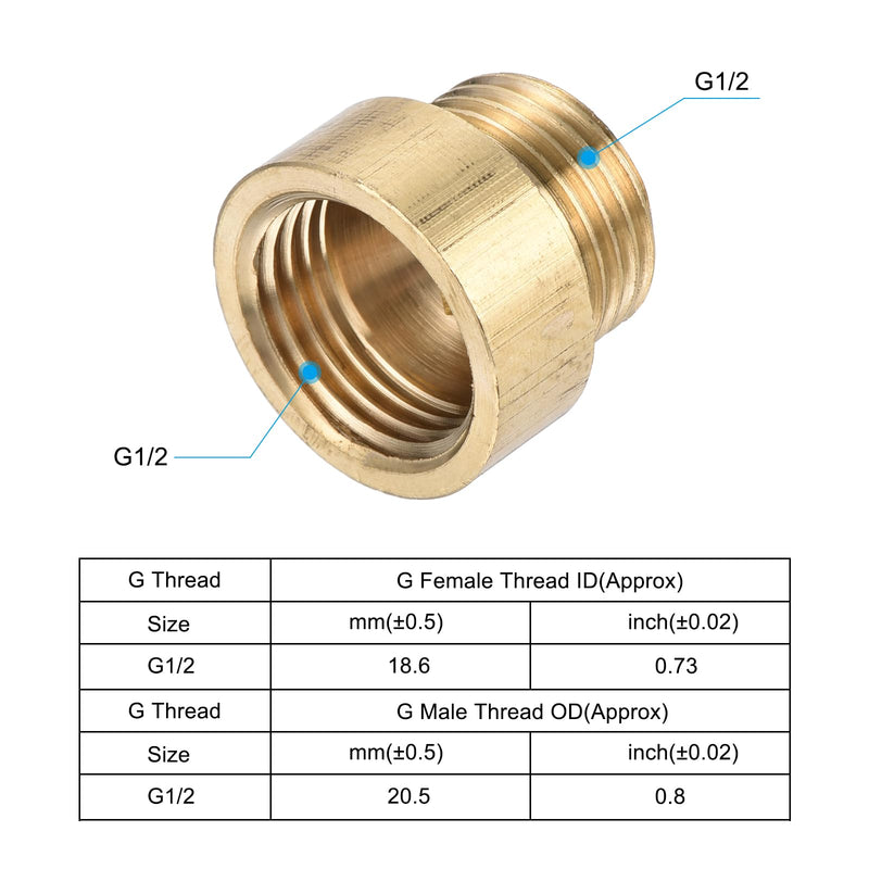PATIKIL Shower Head Extension Arm, 2 Pack Brass G1/2 Male to Female Thread 20mm Length Pipe Fitting Shower Head Extender