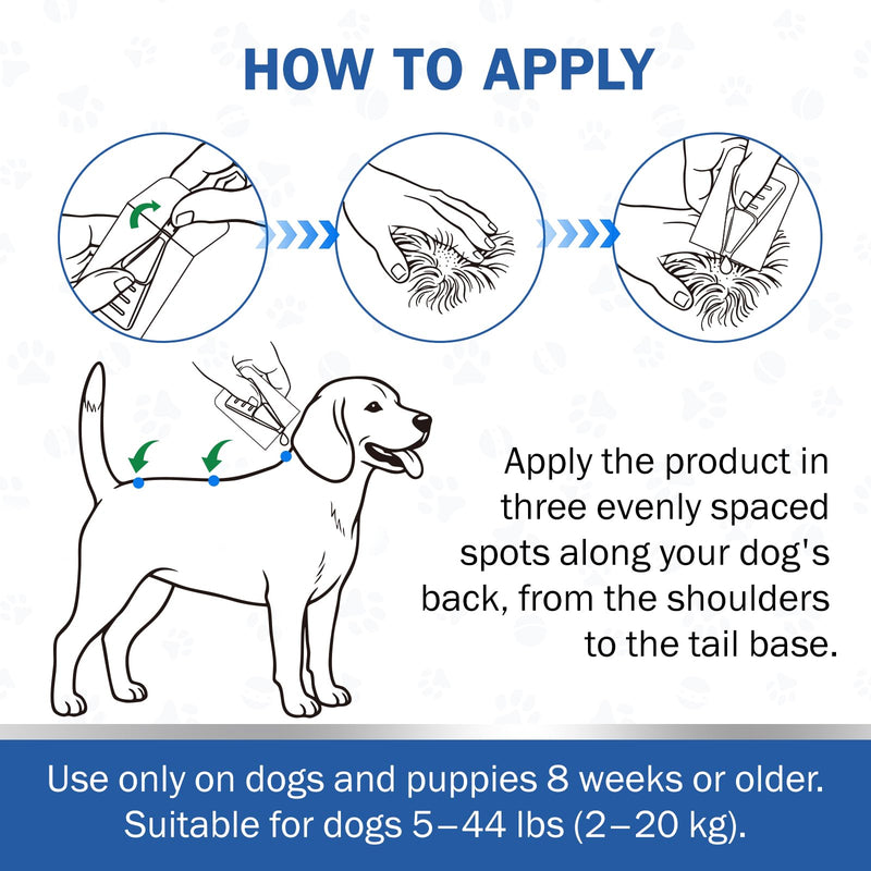 Flea and Tick Prevention for Dogs, 6-Pack, Dog Flea Tick Control, Repellent, Flea and Tick Prevention for Small Medium Dog 5-44 lbs, 24-Hour Protect, Flea Supplements for Dogs