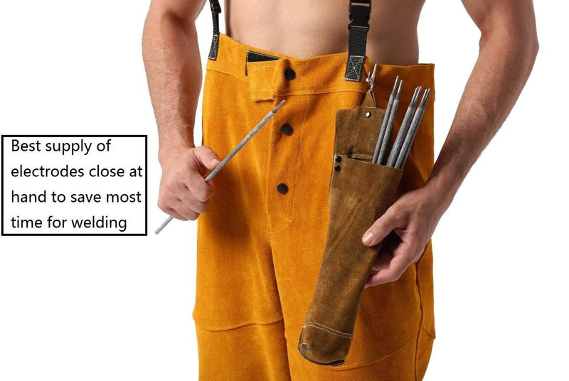 Flame-Resistant Electrode Bag/Welding Rod Pouch/welding rod holder/Leather Electrode Holder/ (gold brown)