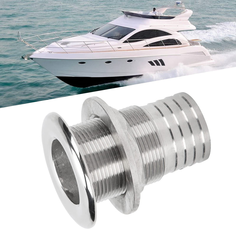 Tissting 316 Stainless Steel Thru Hull Fitting for Marine Boat Drainage - Hose Connector, Straight Drain Plug for Yacht, Sailboat, RV Water System 1-1/2 inch