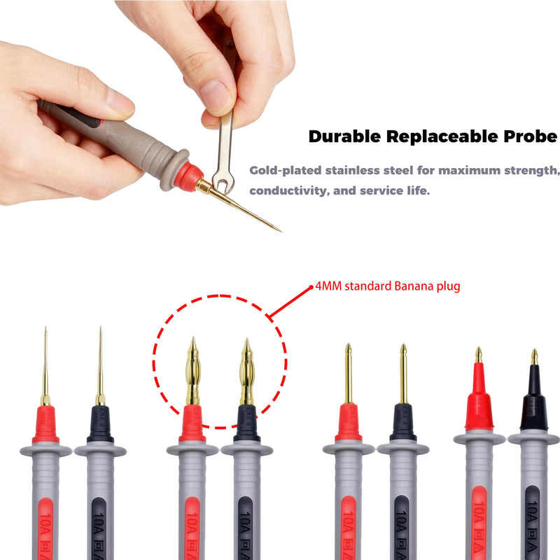 28 Pcs Multimeter Test Leads Kit with Gold-Plated Probes, Alligator Clips, Test Hooks & Back Probe Pins, Universal Multimeter Accessories for Automotive, Industrial and Home Electrical Testing