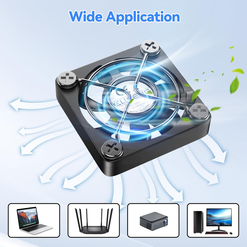 ELUTENG 40mm Mini USBC Fan Double Sided Metal Gril Small USB-C Cooling Fans | 5V Quite 4cm PC Case Ventilator with 3 Adjustable Speeds for Router, Receiver, TV Box, DVR, Xbox, PS6, Cabinet