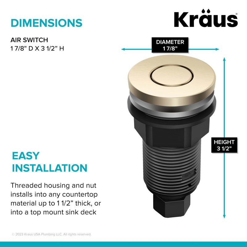 KRAUS Flat-Top Garbage Disposal Air Switch Button in Spot-Free Antique Champagne Bronze, KWDB-20SFACB - NewNest Australia