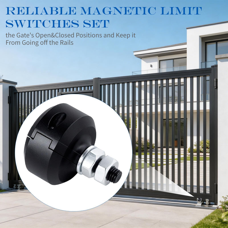 2Pack Magnetic Limit Switches, Round Switch Magnet Set for Sliding Gate Opener, Automatic Sliding Door Opener | Replacement Magnetic Limit Switches Parts for Home Garage Sliding Gates 2pc Round Switch Magnet Set