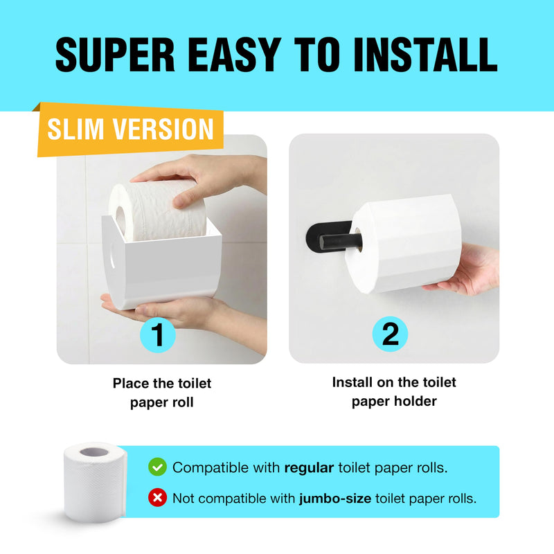 Pet-Proof Toilet Paper Holder Cover, Anti-Dog & Cat Protective Guard & TP Shield (Standard & Slim) (Slim (White)) Slim (White)