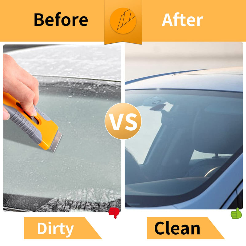 Razor Blade Scraper, 1 Pack Plastic Retractable Glass Scraper with 20 Pcs Extra Razor Blades, Windshield Sticker Remover for Windows Metal Vinyl Car Glue 1 PCS