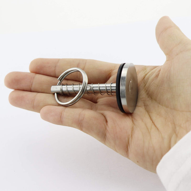 Stainless-Steel 316 Dia:1/4in（6.3MM） Hatch Cover Pull Handle with Spring Hidden Pin Button for Fishing Boat Yacht 2 PACK
