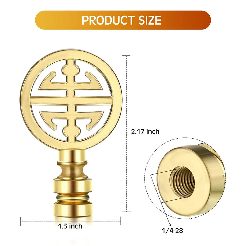 Honoson 2 Pieces Brass Finial Asian Oriental Lamp Shade Finial Happiness Symbol Lamp Shade Decoration 2.17 Inches(Aeneous) Aeneous