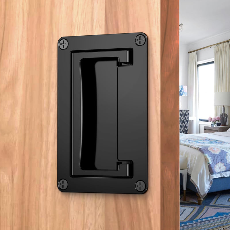 4.3 inch Black recessed Door Pull Handle, The recessed Flush Pull Handle has Springs Inside it That Automatically Pull Back,Door Pull Handle Recessed Flush Pull Handle (1, Black) 1
