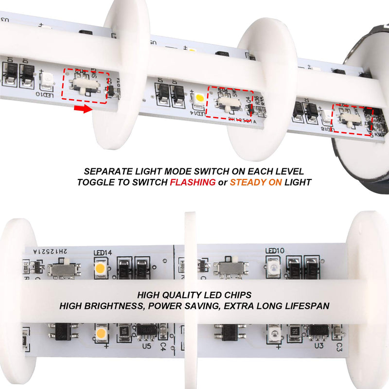 110V to 220V LED Stack Tower Lights, Industrial Warning Lights, Andon Lights, Column Signal Tower Indicator Lamp Beacon, Continuous/Flashing Light Switchable, 1 Layer (Without Buzzer) Red AC 110 to 220V