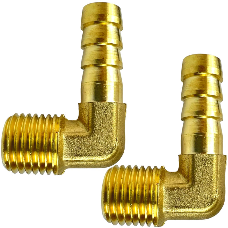 2pcs 90 Degree Elbow 3/8" Hose Barb to 1/4" NPT Male Brass Fitting by CX WONDERLAND 3/8" Hose Barb x 1/4" NPT Male