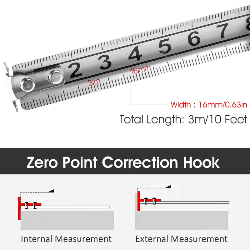 4 Pack Tape Measure 10 Feet/3 Meters, Small Tape Measure Retractable Metric Stainless Steel Measuring Tape Waterproof & Rustproof for Engineer Contractors 4
