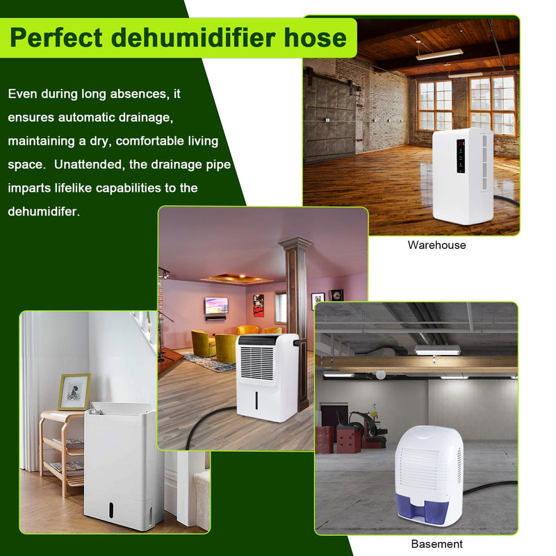 12FT Dehumidifier Drain Hose with 3/4 Inch FHT Connector, featuring Rust-Resistant Brass Fittings for Leak-Proof Connection, Perfectly Compatible with Most Dehumidifier Brands(7 Length Options) Black 12FT