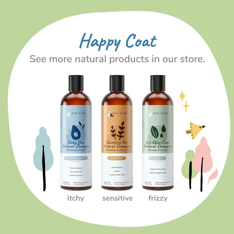 kin+kind Anti-Itch Dog Shampoo for Itchy Skin and Allergies - Safe, Natural Formula with Olive, Coconut, and Avocado Oil - Made in The USA - Great for Dog Grooming and Puppy Supplies (12 fl oz) Tea Tree+Grapefruit - PawsPlanet Australia