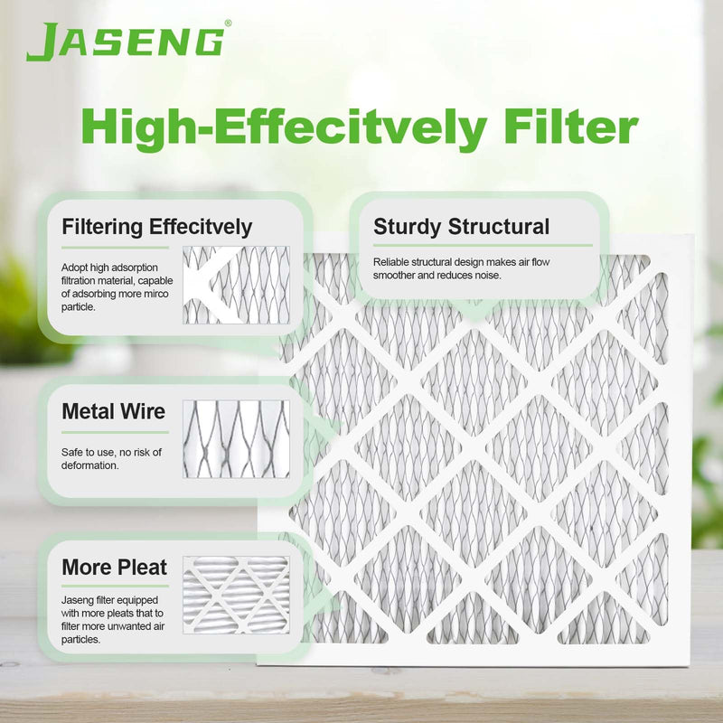 12x12x1 AC Furnace Air Filters,(4-Pack) MERV 8 Dust Defense, JASENG MPR 600 Pleated HVAC Replacement Air Filter (exact dimensions: 11 3/4"x11 3/4"x3/4") 4Pack-12x12x1