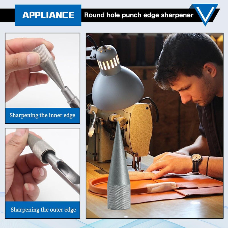 Emery Round Hole Punch Edge Sharpener Punch Edge Grinder Polisher Tool for DIY Leather Crafts