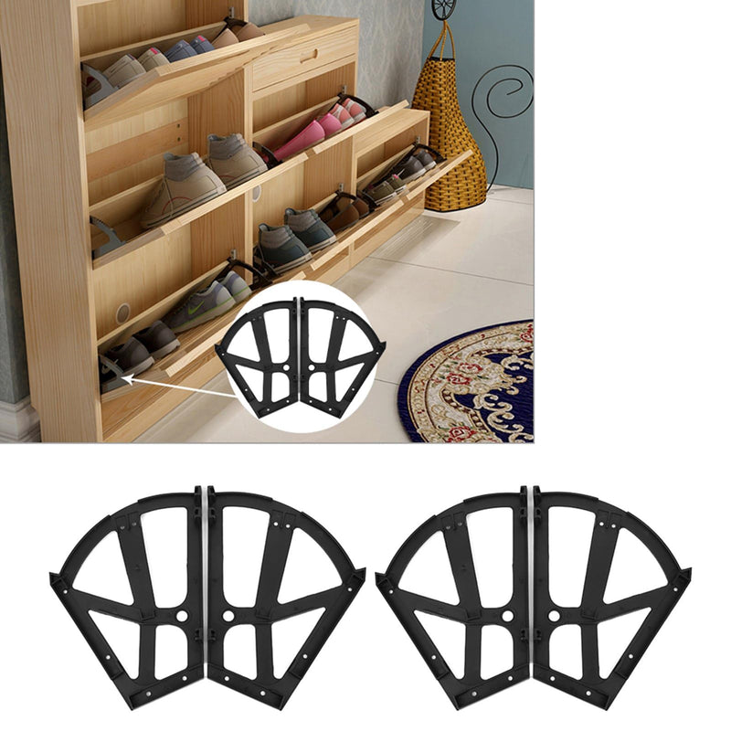 4pcs Shoes Cabinet Hinges Shoe Rack Hinge Black ABS Shoe Drawer Hinge Shoe Flip Frame Rack Shoe Turning Rack Cabinet Accessory for Increaseing Cabinet Capacity, 26x20cm