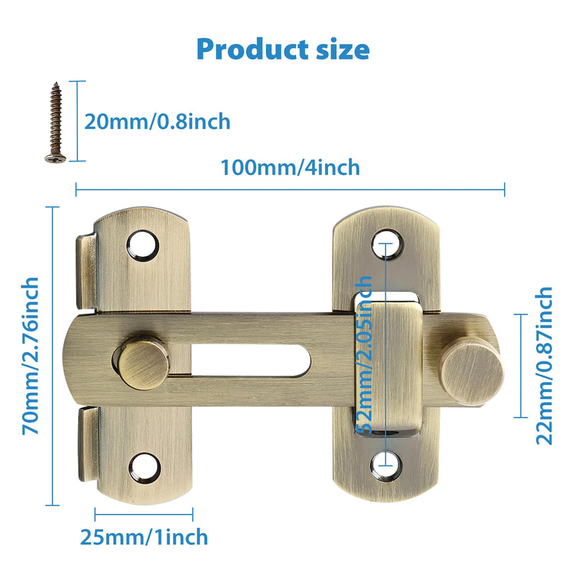 Alise 4 inch Flip Latch Gate Latches, Safety Door Lock for Barn Wood Fence Sliding French Doors,Heavy Duty SUS304 Stainless Steel Gate Hardware Bronze MS9500-Q