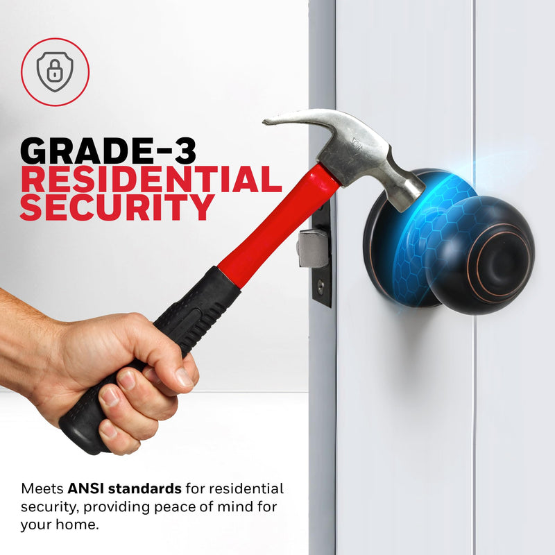 Honeywell Safes & Door Locks - Classic Passage Door Knob Interior - Ideal for Closets, Hallways & Non-Locking Bedroom Door Knobs with Easy Installation - ‎5.25"L x 2.75"W - Oil Rubbed Bronze - 8101403