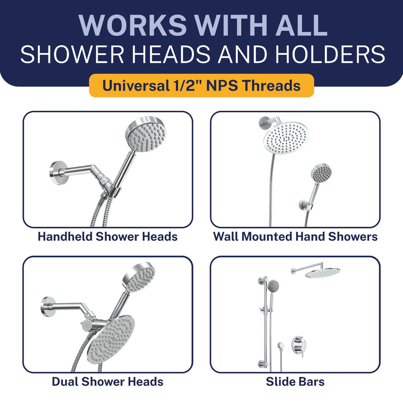 HammerHead Showers® Solid Metal 9 ft Shower Hose - CHROME – Extra Long 108” Attachment for Handheld Shower Head - Shower Hose Replacement 108 Inches