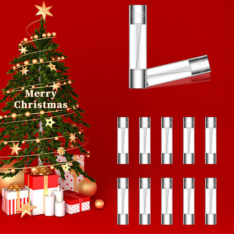 Tnisesm 20 Pcs Christmas Light fuses 3A 3.6x10mm 125V Fast Blow Glass Fuses, Mini Small Fuse, Christmas String Outdoor Light Plug Fan Fuse 3A Christmas Light fuse
