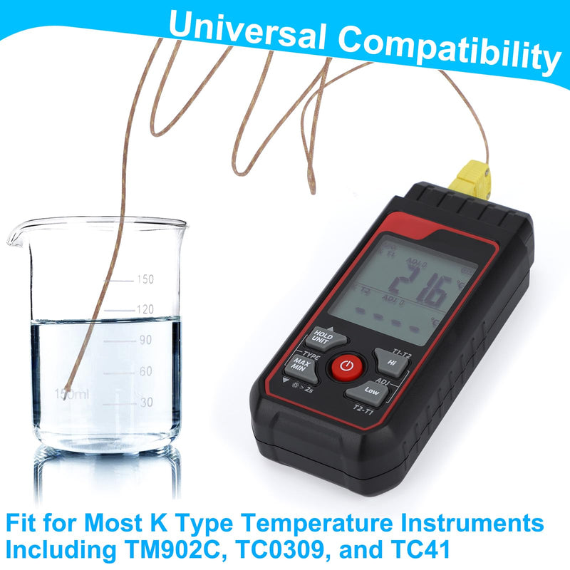 DROK High Accuracy K Type Thermocouple Probe - 3 Pack Type K Temperature Probes & Sensors for Thermocouple Thermometer, 1 Meter Long Measure Range -40°C~480°C (-40°F~896°F) 1m