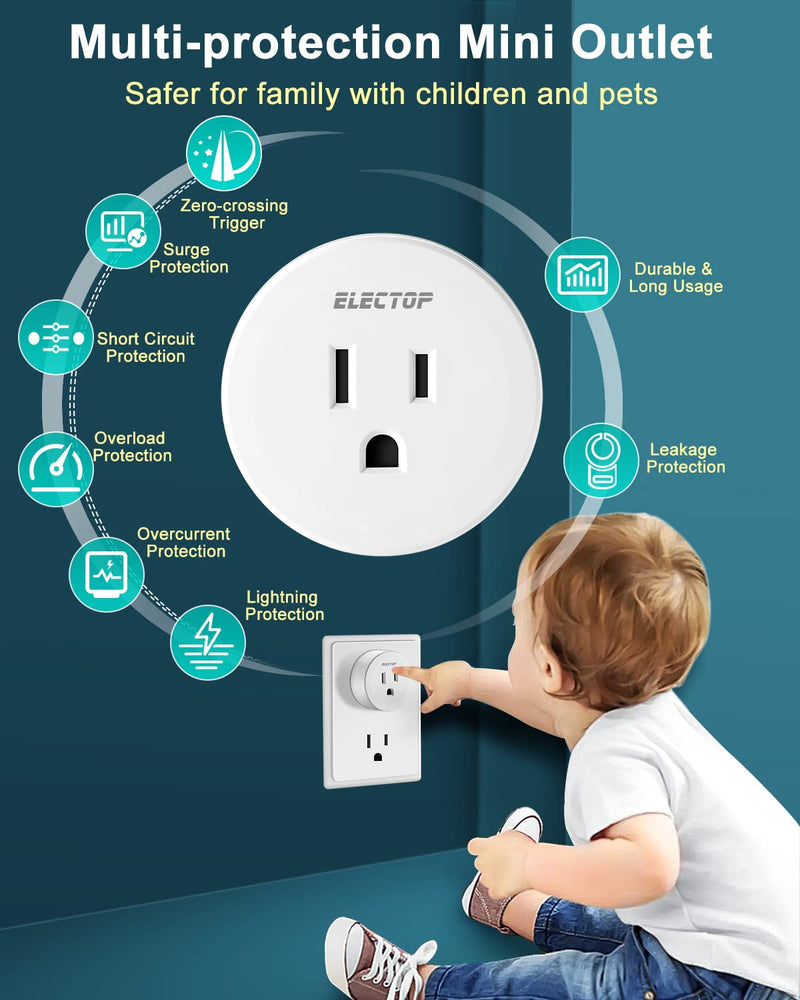 Remote Control Outlet, ELECTOP 15A/1500W Wireless Outlet Power Switch, No Wire Long Range Electrical Switch Plug On/Off for Lights, Fans, Christmas Lights, Household Appliance, 4000V Anti Surge Switch & Outlet White