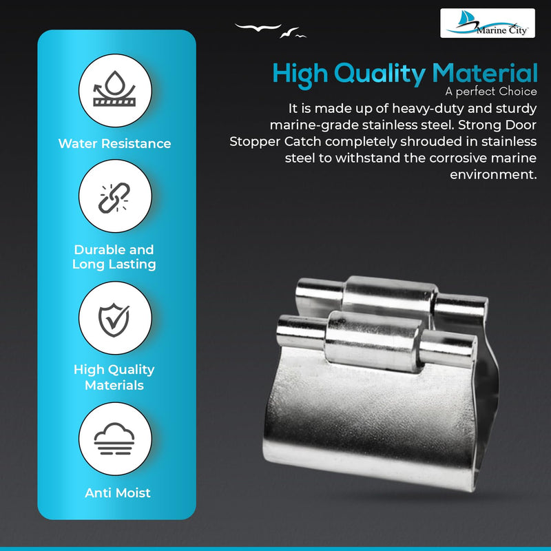 MARINE CITY Door Stopper Catch and Holder, Heavy-Duty Stainless Steel, Rust-Resistant, Ideal for Boats, RVs, Marine Use, Doors, Cabinets and Hatches 1-1/2 inches