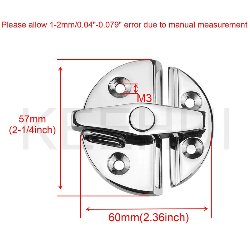 keehui Marine Grade 316 Stainless Steel Boat Door Catch Latch Door Latch Round 57mm(2-1/4") Twist Lock Suit for Boat Door& Cabinet 2PIECES