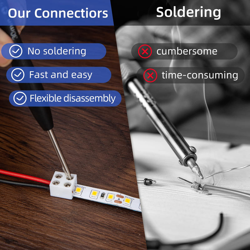 20 PCS 2-Pin 8mm Solderless LED Strip Connectors, Reliable and Easy-to-Install, Solidly Connected LED Light Connectors 8mm (20)