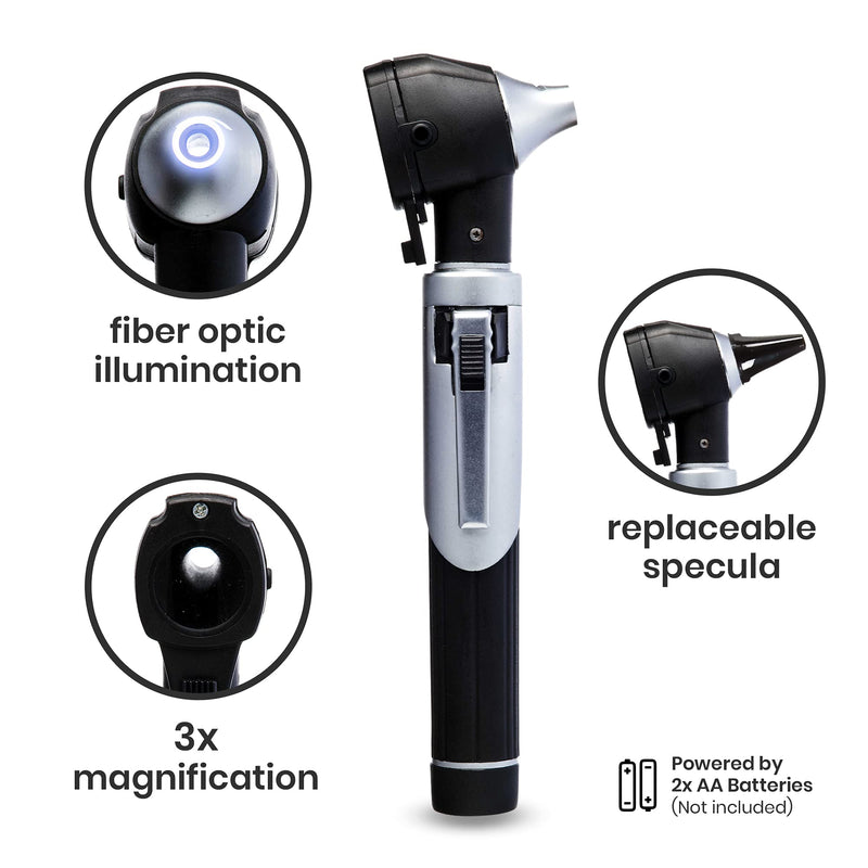Zyrev ZetaLife Otoscope - Ear Scope with Light, Ear Infection Detector, Pocket Size (Black Color) Black