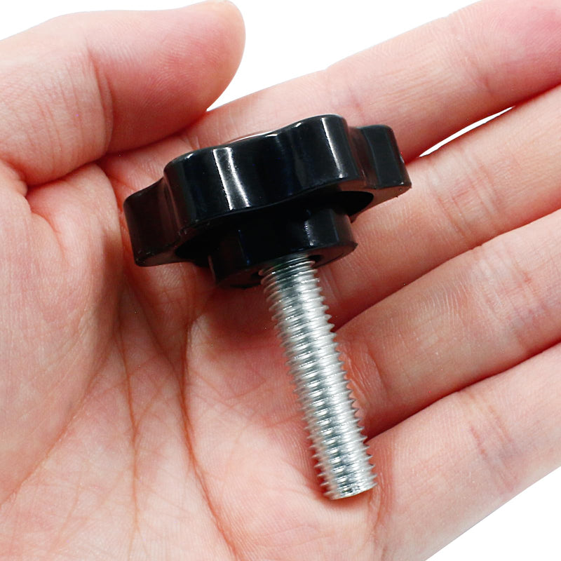 BokWin 2 Pcs Hex Shaped Clamping Knob M8x30mm Thread Knob Tightening Screw for Umbrella Base Replacement(Black) M8*30