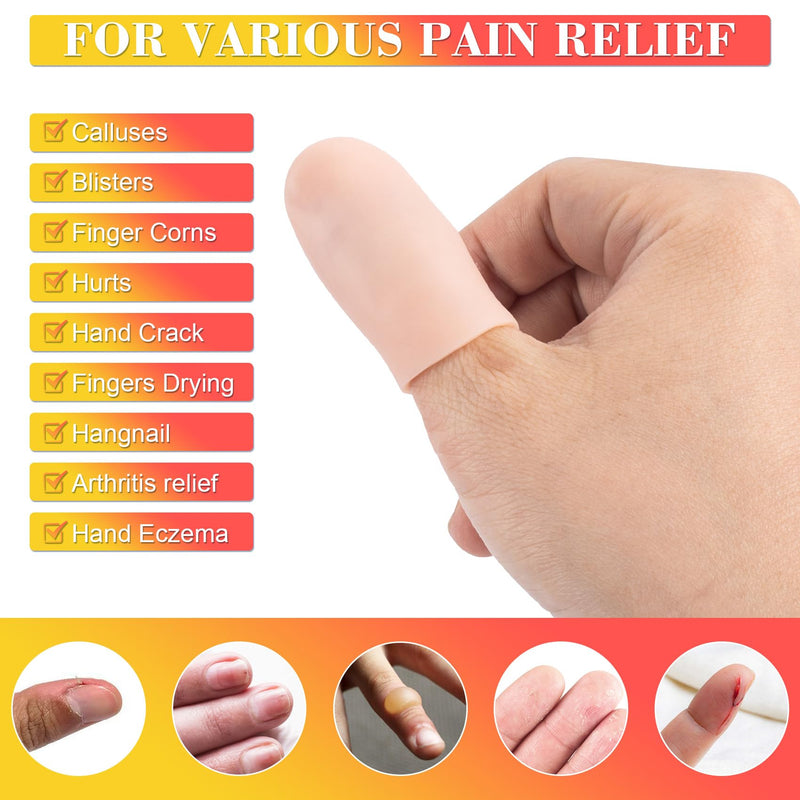Joez Wonderful 10pcs Gel Finger Cots, Silicone Finger Covers, Thumb Protector Finger Support Protector Caps Gloves [10pcs] Small, Skin Colour